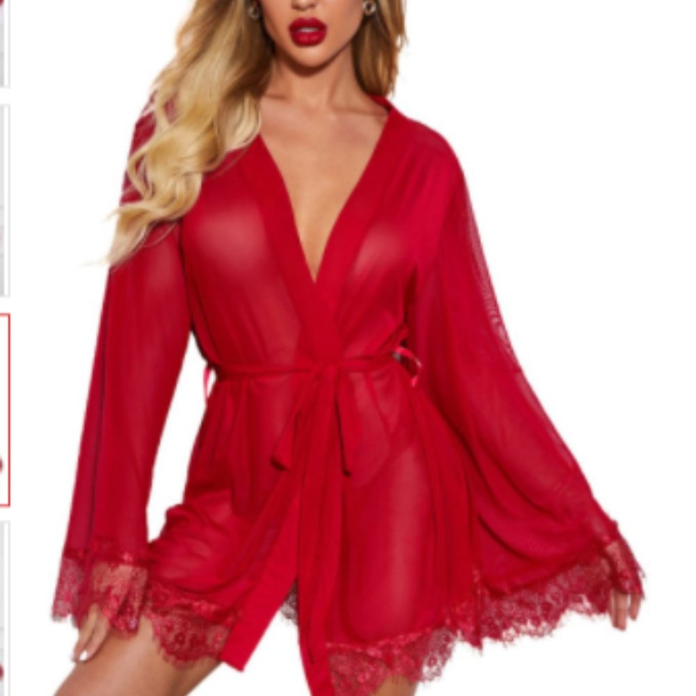HP! 🎉 Bell Sleeves Wrapped Robe with thong. - Picture 5 of 5